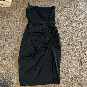 Windsor Black Ruched one shoulder bodycon Dress